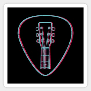 3D Acoustic Guitar Headstock Guitar Pick Dark Theme Sticker